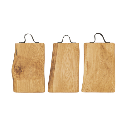Schneidebretter Holz, Eiche, Ledergriff, Laura Living, 40x25 cm